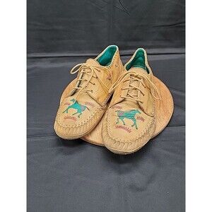 Vintage Zodiac Kirby Womens Leather Moccasins Lace Up Hand Stitched Size 10